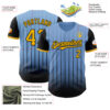 Custom Light Blue Gold-Black 3D Pattern Design Gradient Geometric Shape Authentic Baseball Jersey