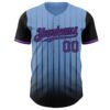 Custom Light Blue Purple-Black 3D Pattern Design Gradient Geometric Shape Authentic Baseball Jersey
