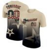 Custom Cream Vintage USA Flag-Black 3D Pattern Design Gradient Style Twinkle Star Performance T-Shirt