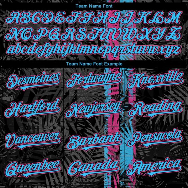 Custom Black Pink-Sky Blue Hawaii Tropical Palm Leaves Authentic Baseball Jersey