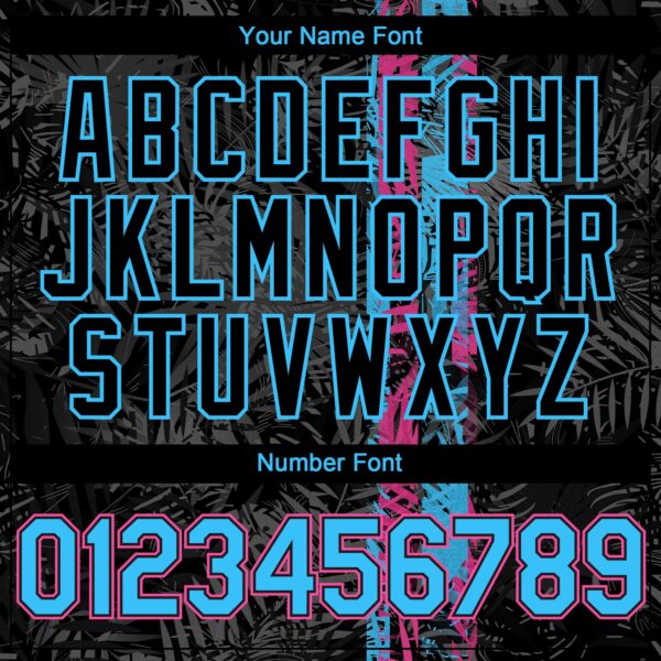 Custom Black Pink-Sky Blue Hawaii Tropical Palm Leaves Authentic Baseball Jersey