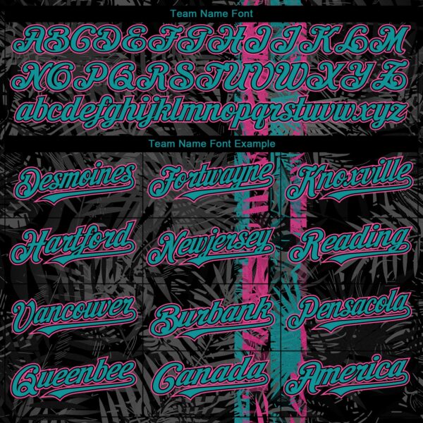 Custom Black Pink-Teal Hawaii Tropical Palm Leaves Authentic Baseball Jersey