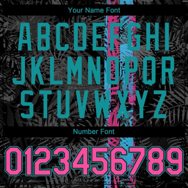 Custom Black Pink-Teal Hawaii Tropical Palm Leaves Authentic Baseball Jersey