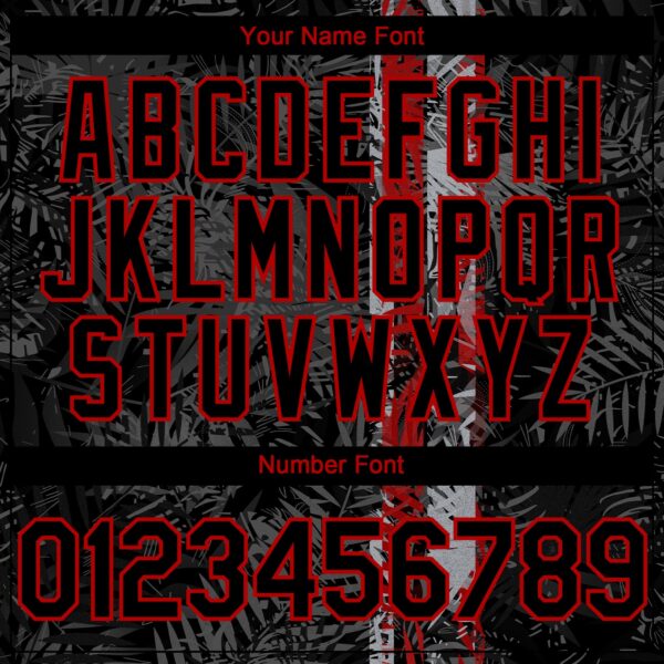 Custom Black Red Hawaii Tropical Palm Leaves Authentic Baseball Jersey