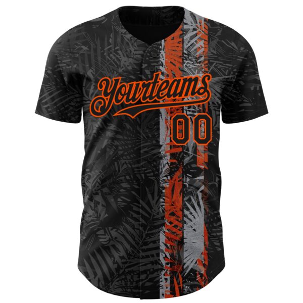 Custom Black Orange Hawaii Tropical Palm Leaves Authentic Baseball Jersey