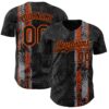 Custom Black Orange Hawaii Tropical Palm Leaves Authentic Baseball Jersey