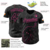 Custom Black Pink Hawaii Tropical Palm Leaves And Animal Leopard Authentic Baseball Jersey