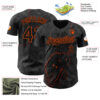 Custom Black Orange Hawaii Tropical Palm Leaves And Animal Leopard Authentic Baseball Jersey
