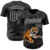 Custom Black White Hawaii Tropical Palm Leaves And Animal Tiger Authentic Baseball Jersey