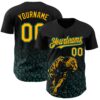 Custom Black Yellow-Teal Gradient Leopard Print Authentic Baseball Jersey