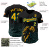 Custom Black Yellow-Teal Gradient Leopard Print Authentic Baseball Jersey