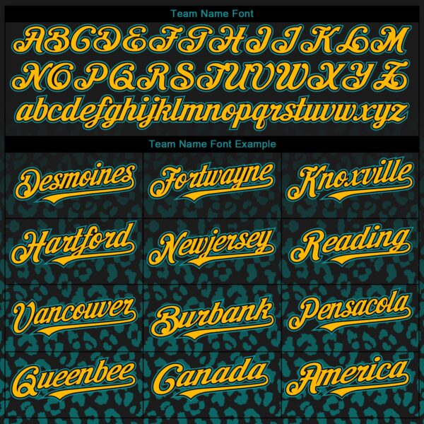 Custom Black Yellow-Teal Gradient Leopard Print Authentic Baseball Jersey