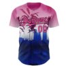 Custom Pink Blue Black-White Gradient Miami Palm Trees City Edition Authentic Baseball Jersey