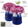 Custom Pink Blue Black-White Gradient Miami Palm Trees City Edition Authentic Baseball Jersey