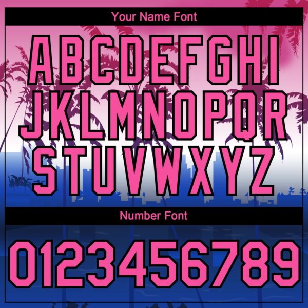 Custom Pink Blue Black-White Gradient Miami Palm Trees City Edition Authentic Baseball Jersey