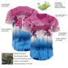 Custom Pink Blue Black-White Gradient Miami Palm Trees City Edition Authentic Baseball Jersey