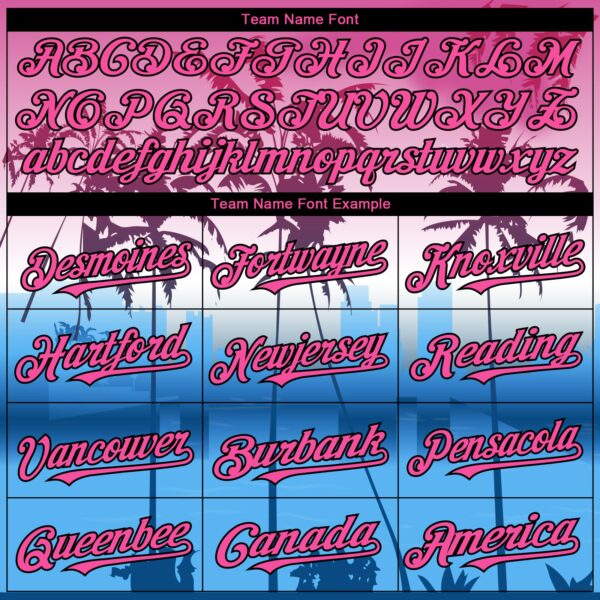 Custom Pink Blue Black-White Gradient Miami Palm Trees City Edition Authentic Baseball Jersey