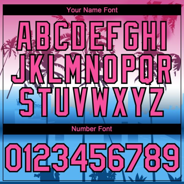 Custom Pink Blue Black-White Gradient Miami Palm Trees City Edition Authentic Baseball Jersey