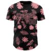 Custom Black Medium Pink Hawaii Palm Leaves Authentic Baseball Jersey