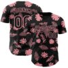 Custom Black Medium Pink Hawaii Palm Leaves Authentic Baseball Jersey