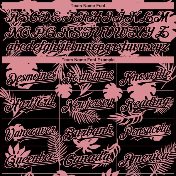 Custom Black Medium Pink Hawaii Palm Leaves Authentic Baseball Jersey
