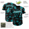 Custom Black Teal-White Hawaii Palm Leaves Authentic Baseball Jersey