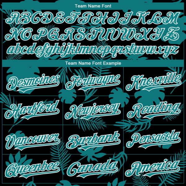 Custom Black Teal-White Hawaii Palm Leaves Authentic Baseball Jersey