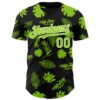 Custom Black Neon Green-White Hawaii Palm Leaves Authentic Baseball Jersey