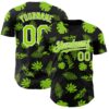 Custom Black Neon Green-White Hawaii Palm Leaves Authentic Baseball Jersey