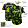 Custom Black Neon Green-White Hawaii Palm Leaves Authentic Baseball Jersey