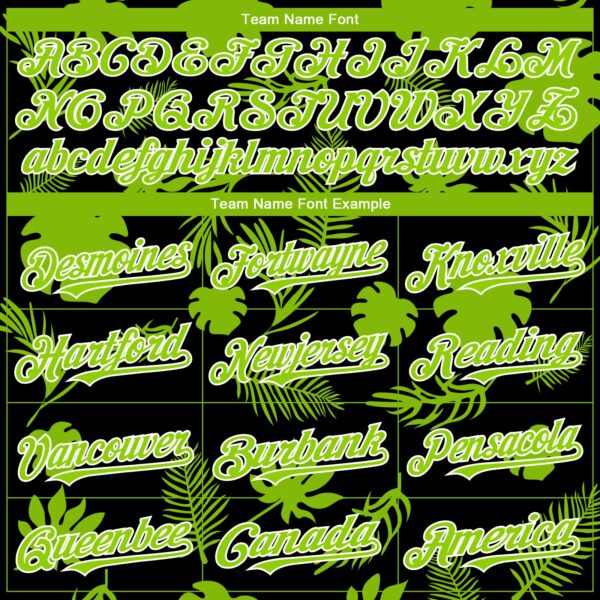Custom Black Neon Green-White Hawaii Palm Leaves Authentic Baseball Jersey