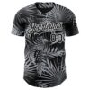 Custom Black Gray-White Hawaii Palm Leaves Authentic Baseball Jersey