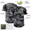 Custom Black Gray-White Hawaii Palm Leaves Authentic Baseball Jersey