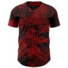 Custom Black Red Hawaii Palm Leaves Authentic Baseball Jersey