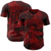 Custom Black Red Hawaii Palm Leaves Authentic Baseball Jersey
