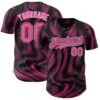 Custom Black Pink-White Fluid Lines Authentic Baseball Jersey