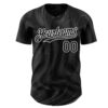 Custom Black White Fluid Lines Authentic Baseball Jersey