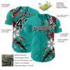 Custom Teal Black-White Hawaii Flower Authentic Baseball Jersey