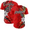 Custom Red Black-White Hawaii Flower Authentic Baseball Jersey
