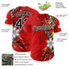 Custom Red Black-White Hawaii Flower Authentic Baseball Jersey