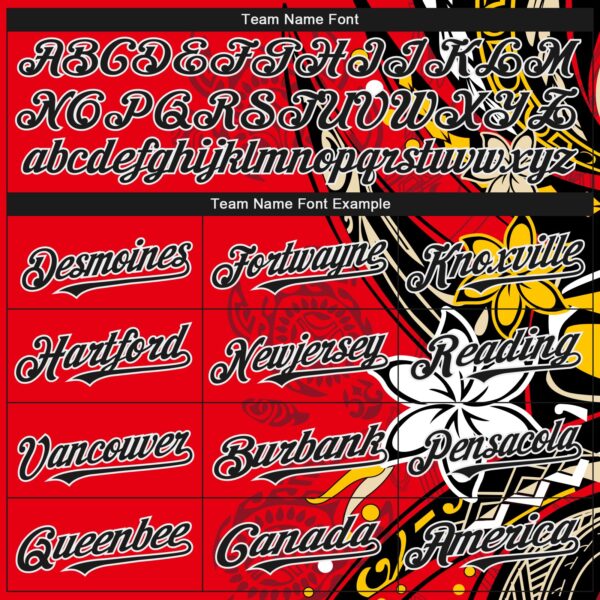 Custom Red Black-White Hawaii Flower Authentic Baseball Jersey