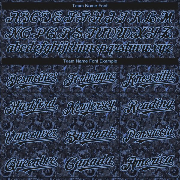 Custom Black Light Blue Flower Authentic Baseball Jersey