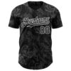 Custom Black White Flower Authentic Baseball Jersey