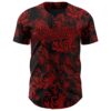 Custom Black Red Flower Authentic Baseball Jersey