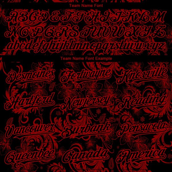 Custom Black Red Flower Authentic Baseball Jersey