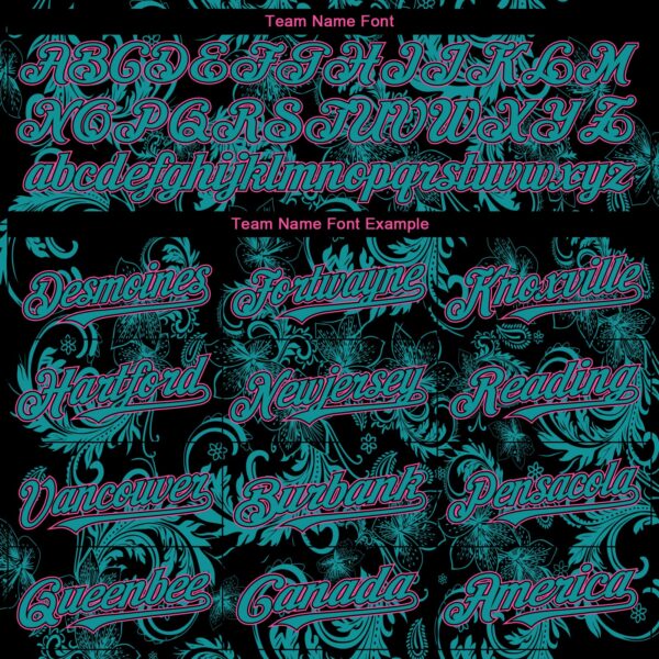 Custom Black Pink-Teal Flower Authentic Baseball Jersey