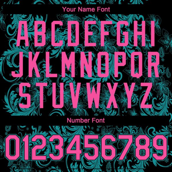 Custom Black Pink-Teal Flower Authentic Baseball Jersey