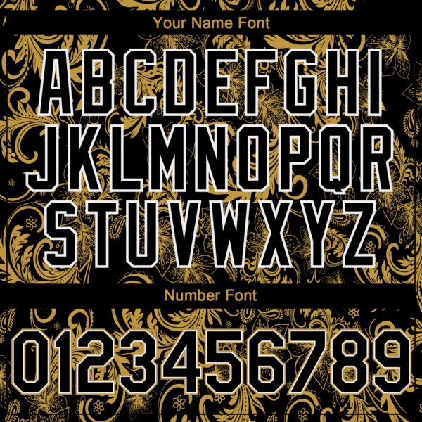 Custom Black Old Gold-White Flower Authentic Baseball Jersey