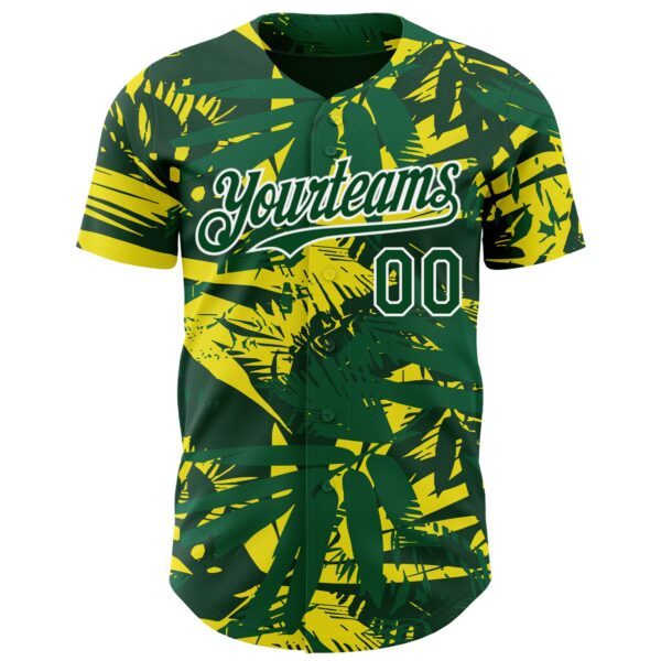 Custom Green White Hawaii Palm Leaves Authentic Baseball Jersey