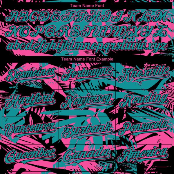 Custom Black Pink-Teal Hawaii Palm Leaves Authentic Baseball Jersey